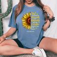 She Is Clothed Strength Dignity Laughs Bible Verse Sunflower Women's Oversized Comfort T-Shirt Blue Jean