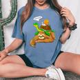 Sloth Turtle Snail Humor Cute Animal Lover Women's Oversized Comfort T-Shirt Blue Jean