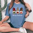 Three Gnome For Merry Christmas Buffalo Leopard Women's Oversized Comfort T-Shirt Blue Jean