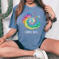 Tie Dye Sunflower Hippie Soul Hippy Peace Sign Daisy Flower Women's Oversized Comfort T-shirt Blue Jean