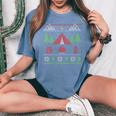 Ugly Christmas Sweater Camping Women's Oversized Comfort T-Shirt Blue Jean