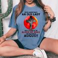 Never Underestimate Old Lady Covered By Blood Of Jesus Women's Oversized Comfort T-Shirt Blue Jean