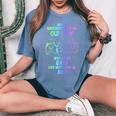 Never Underestimate An Old Lady Who Loves Cats Born In July Women's Oversized Comfort T-Shirt Blue Jean