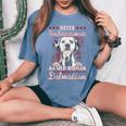 Never Underestimate An Old Woman With A Dalmatian Women's Oversized Comfort T-Shirt Blue Jean