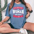 Never Underestimate A Woman Who Loves A Dog Women's Oversized Comfort T-Shirt Blue Jean