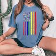 Usa Pride Rainbow Flag Patriotic Pride Love Is Love Women's Oversized Graphic Print Comfort T-shirt Blue Jean