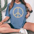 Vintage Peace Sign Love Daisy Flowers Hippie Women Girls Women's Oversized Comfort T-shirt Blue Jean