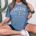 Vintage Salem 1692 They Missed One Witch Crow Bird Halloween Women's Oversized Comfort T-Shirt Blue Jean
