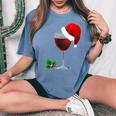 Wine For Christmas Wine For Parties Women's Oversized Comfort T-Shirt Blue Jean