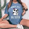 World's Best Big Sister Cute Pandas Panda Siblings Women's Oversized Comfort T-Shirt Blue Jean