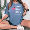 Wrinkles Only Go Where Smiles Have Been Quote Women's Oversized Comfort T-Shirt Blue Jean