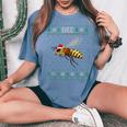 Xmas Bee Ugly Christmas Sweater Party Women's Oversized Comfort T-Shirt Blue Jean
