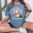 Snownicorn Cute Unicorn Snowman Christmas Girl Women's Oversized Comfort T-Shirt Mustard