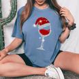 Wine Glasses Santa Hat Christmas Wine Lover Women's Oversized Comfort T-Shirt Mustard