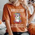 Auntiecorn Like A Normal Aunt Only More Awesome Mothers Day Gift For Women Women's Oversized Graphic Print Comfort T-shirt Crimson