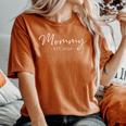 Mommy Est 2024 Promoted To Mom 2024 Mothers Day New Mom Women's Oversized Graphic Print Comfort T-shirt Crimson