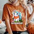 Snownicorn Cute Unicorn Snowman Christmas Girl Women's Oversized Comfort T-Shirt Crimson