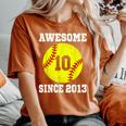 10Th Birthday Girl Softball Lover 10 Years Old Vintage Women's Oversized Comfort T-Shirt Yam