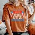4Th Of July Birthday Sister Of The Little Firecracker Women's Oversized Comfort T-Shirt Yam
