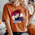 4Th Of July Lincoln Merica Usa Flag Women Men Kids Women's Oversized Graphic Print Comfort T-shirt Yam