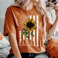 American Flag Sunflower Us Military Veteran Patriotic Women's Oversized Comfort T-shirt Yam