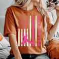 Back The Pink Ribbon Flag Breast Cancer Warrior Women's Oversized Comfort T-Shirt Yam