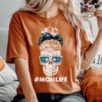 Baseball Mom Life Dia De Los Muertos Messy Bun Sugar Skull Women's Oversized Comfort T-shirt Yam