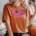 Breast Cancer Awareness Hope Pink Ribbon Leopard Sunflower Women's Oversized Comfort T-Shirt Yam