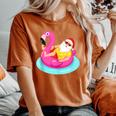 Christmas In July Santa Relaxing On A Flamingo Float Women's Oversized Comfort T-Shirt Yam