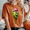 Creepy Skulls Icecream Horror Colorful Halloween Halloween Women's Oversized Comfort T-Shirt Yam