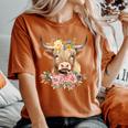 Cute Baby Highland Cow With Flowers Calf Animal Christmas Women's Oversized Comfort T-Shirt Yam