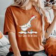 Cute Santa Duck Silly Goose On The Loose Christmas Women's Oversized Comfort T-Shirt Yam