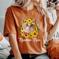 Cute Munchkin Mom Sunflower Cat Mom Women's Oversized Comfort T-shirt Yam