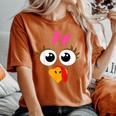Cute Thanksgiving Turkey Face Girls Turkey Day Women's Oversized Comfort T-Shirt Yam