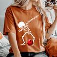 Dabbing Bowling Skeleton Bowler Women's Oversized Comfort T-Shirt Yam