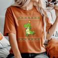 Dinosaur Ugly Sweater Christmas Lights Dinosaur Women's Oversized Comfort T-Shirt Yam