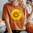 Dog Mom Sunflower Paw Print Women's Oversized Comfort T-shirt Yam