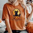 Full Moon Halloween Scary Black Cat Costume Pumpkins Women's Oversized Comfort T-Shirt Yam
