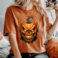Fall Autumn Halloween Scary Pumpkin Lazy Costume Women's Oversized Comfort T-Shirt Yam