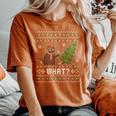 Ugly Sweater Christmas Cat Lover Santa Hat Women's Oversized Comfort T-Shirt Yam