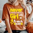 Never Underestimate A Girl With A French Horn Women's Oversized Comfort T-Shirt Yam