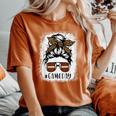 Game Day Leopard Messy Bun Mom Football Lover Bleached Women's Oversized Comfort T-Shirt Yam