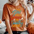 This Girl Runs On Jesus And Country Music Hat Cowgirl Guitar Women's Oversized Comfort T-shirt Yam