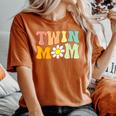 Groovy Twin Mama For New Mom Of Twins Women's Oversized Comfort T-shirt Yam