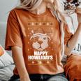 Happy Howlidays Ugly Christmas Sweater Pitbull Dog Meme Women's Oversized Comfort T-Shirt Yam