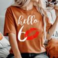 Hello 60 Red Lip Kisses Birthday For Mom Grandma Women's Oversized Comfort T-shirt Yam