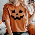 Jack O Lantern Eyelashes Pumpkin Face Halloween Girls Women's Oversized Comfort T-Shirt Yam