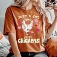 Just A Girl Who Loves Chickens Chicken Farm Gag Outfit Women's Oversized Comfort T-Shirt Yam