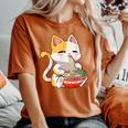 Kawaii Cute Cat Ramen Noodles Anime Girls N Japanese Food Women's Oversized Comfort T-Shirt Yam