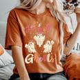 Let's Go Ghouls Retro Groovy Ghost Cute Halloween Costume Women's Oversized Comfort T-Shirt Yam